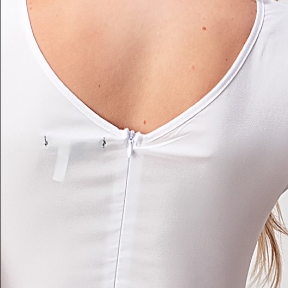 Peplum White Short Sleeve Blouse - Picture 5 of 5